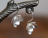 Silver Flower Earrings Summer Magnolia Lotus Petals