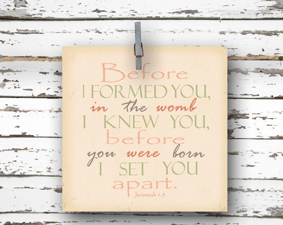 I Set You Apart - Bible Verse Inspirational Quote - 8x8 art print - Jeremiah 1:5 - Girl