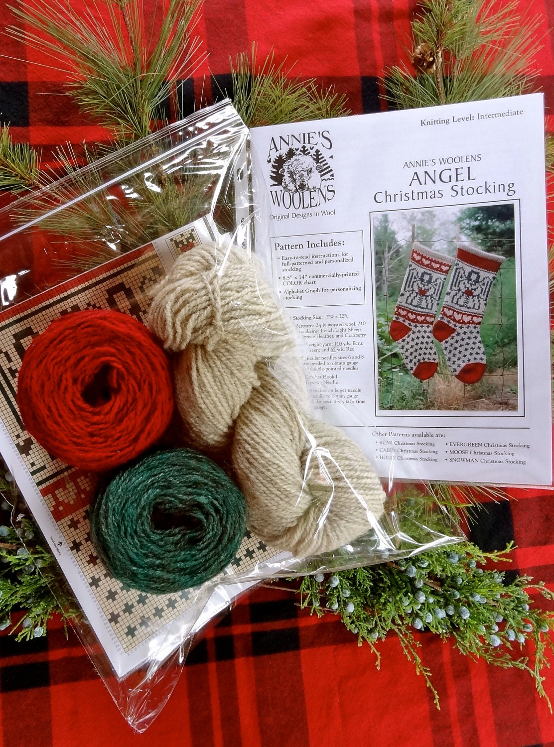 Hand Knitting Kit - ANGEL Christmas Stocking