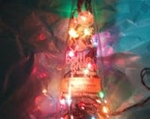Unique upcycled luminary with multicolored lights-- a great holiday gift -- home decor