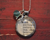 Vintage Dictionary Word Necklace Pendant KIND