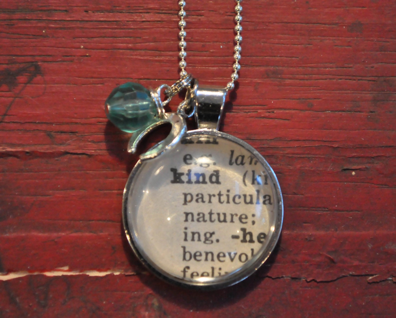 Vintage Dictionary Word Necklace Pendant KIND