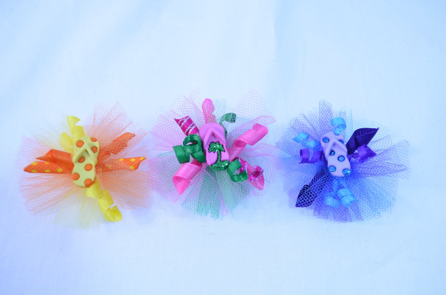 Feather Hair Fascinators Dog Hair Bow- Set of 3 - Ready to Ship