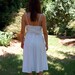 1970s white sundress, slip dress, wedding dress, pink roses, Size M, New Old Stock NOS