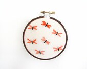 Embroidery Hoop Art - Tangerine Butterflies