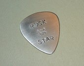Aluminum Guitar Pick Handmade with Rock Star and Skull Stamps