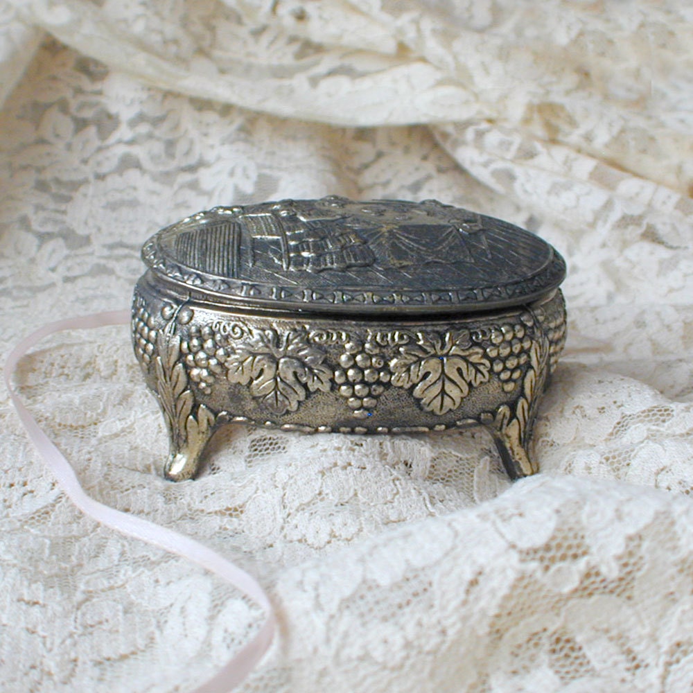 Vintage Jewelry Casket Trinket Vanity Box