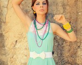 Bridesmaid dress/ Mint dress/ Mint bridesmaid dress/ Lace bridesmaid dress/ Women mint dress/ Cocktail  'Lian' dress with cute beige belt