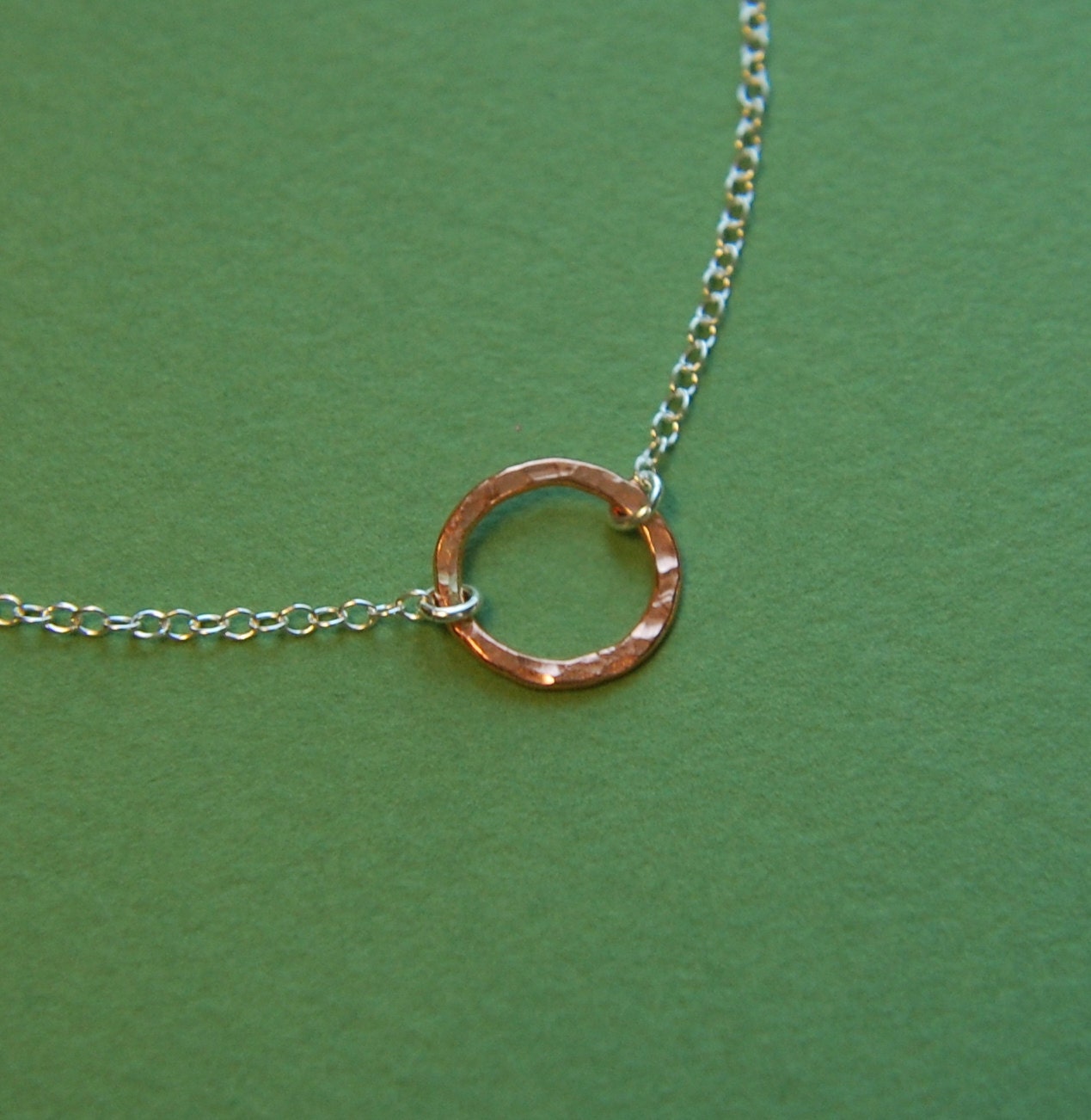 Copper infinity ring and sterling silver necklace, mixed metals, hammered ring, infinity necklace