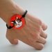 Cat Bracelet , hand paint calico cat red   clay wristband