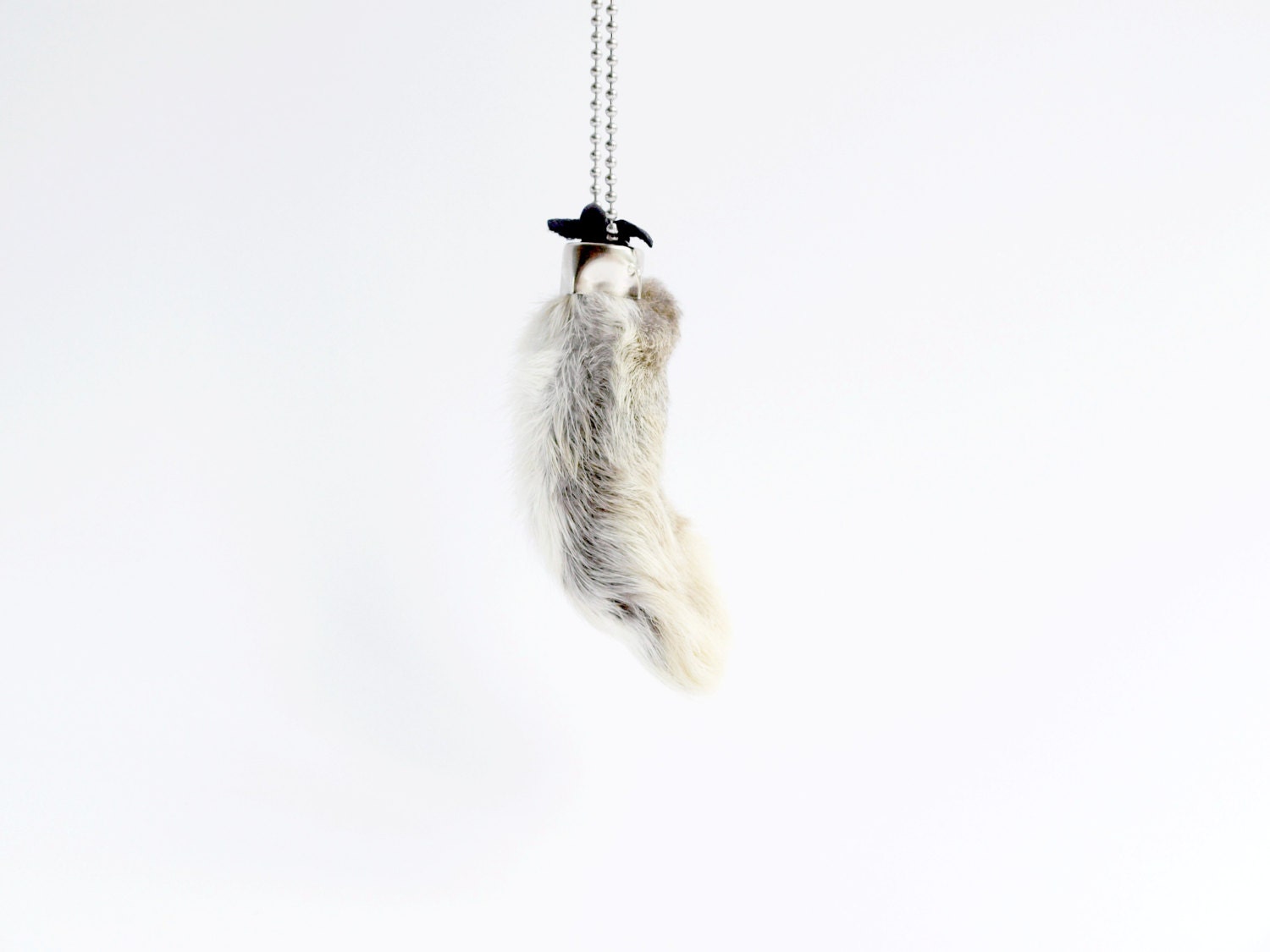 Lucky Rabbit Foot Necklace on Stainless Steel Ball Chain
