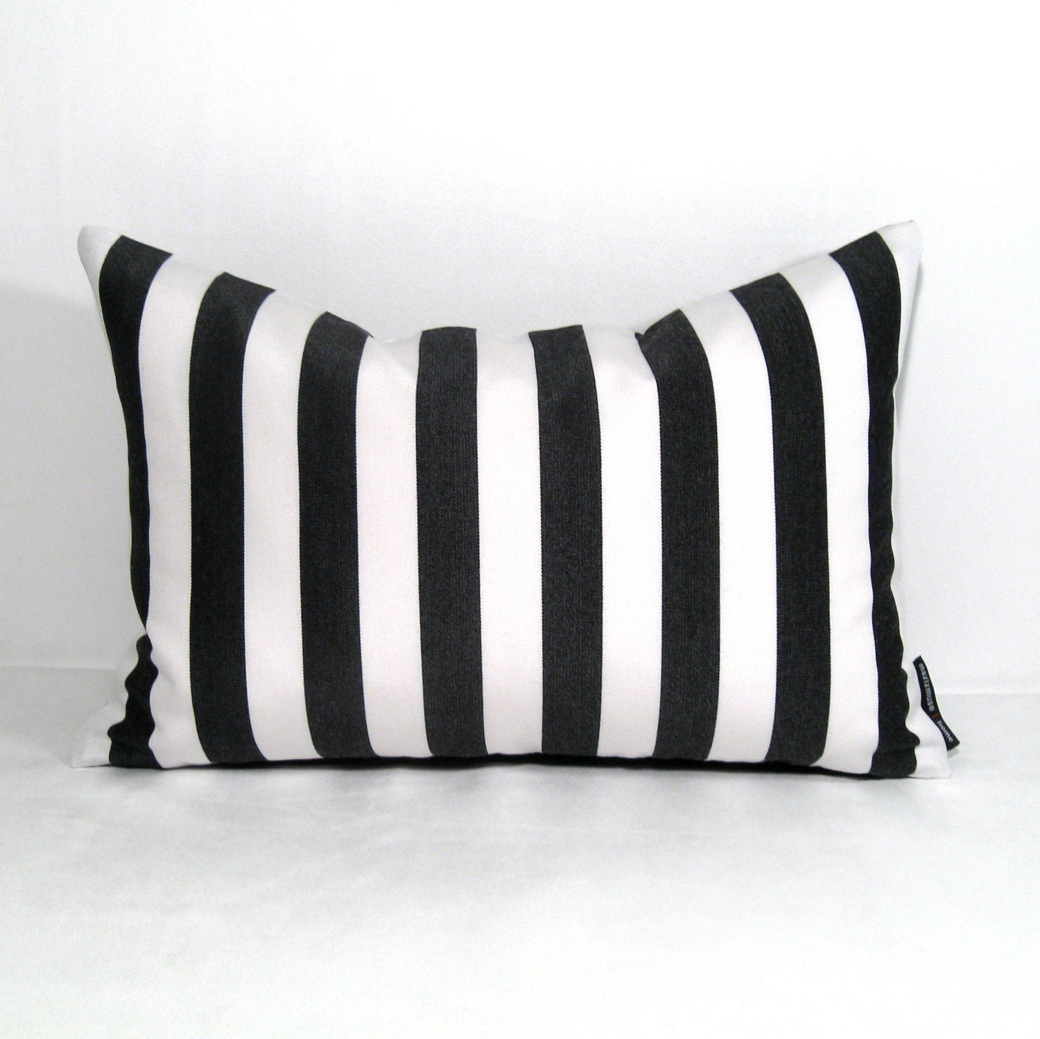 Black and White Pillow Cover - Decorative Vertical Striped Outdoor Cushion - Modern Sunbrella 12x18 inch
