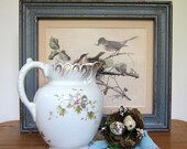 Vintage Cottage Chic Pitcher with Romantic Pink and Blue Floral Motif Shabby Chic
