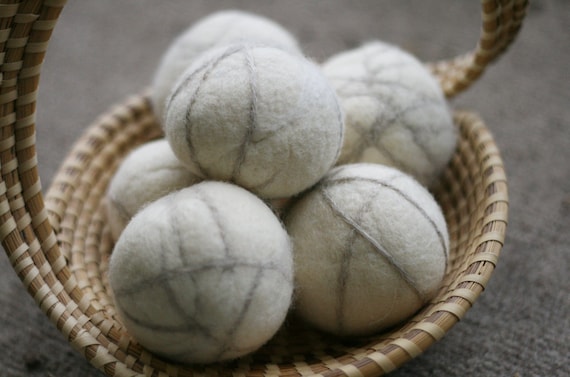 Wool Felt Dryer Balls in Natural White (Set of 6)
