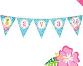Luau theme party - Personalized DIY printable pennant banner Il_170x135