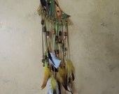 OVER the Moon,Crescent Moon Dreamcatcher, with Crystal Gems, Handmade Beads and Feathers, Custom colors available