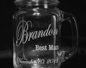 Personalized Glass Mason Mug. Weddings, Birthdays, Gifts, etc.