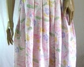 1960's HANDMADE PLEATED SKIRT size M L pastel pink floral