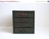 SALE Industrial Metal Storage Drawers - Dark Army Green Rustic Steel - Antique 40s