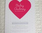 I HEART BABY - customized printable baby shower invitation, aqua blue red pink