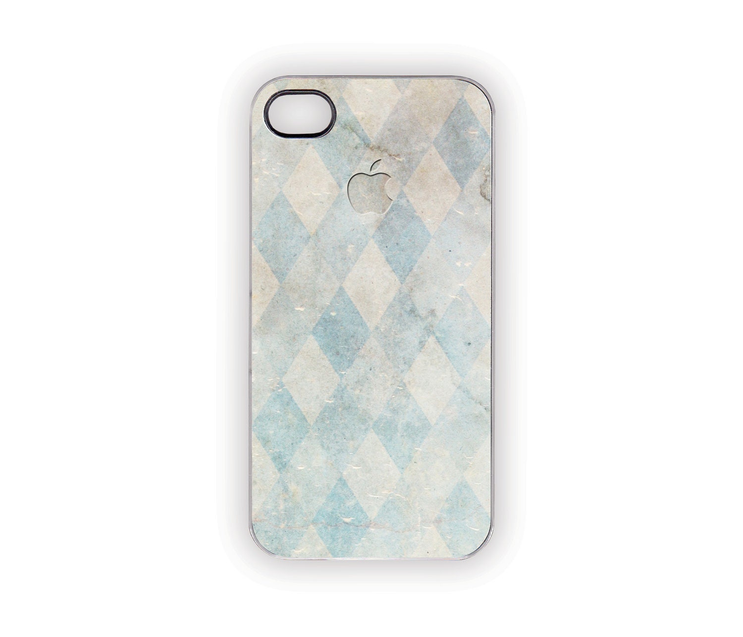 Diamond iPhone Case Argyle Tuscan Marble  Apple Checks Aqua Cream Retro Vintage Look Aged Traditional Shabby Chic iPhone 5 4S 4