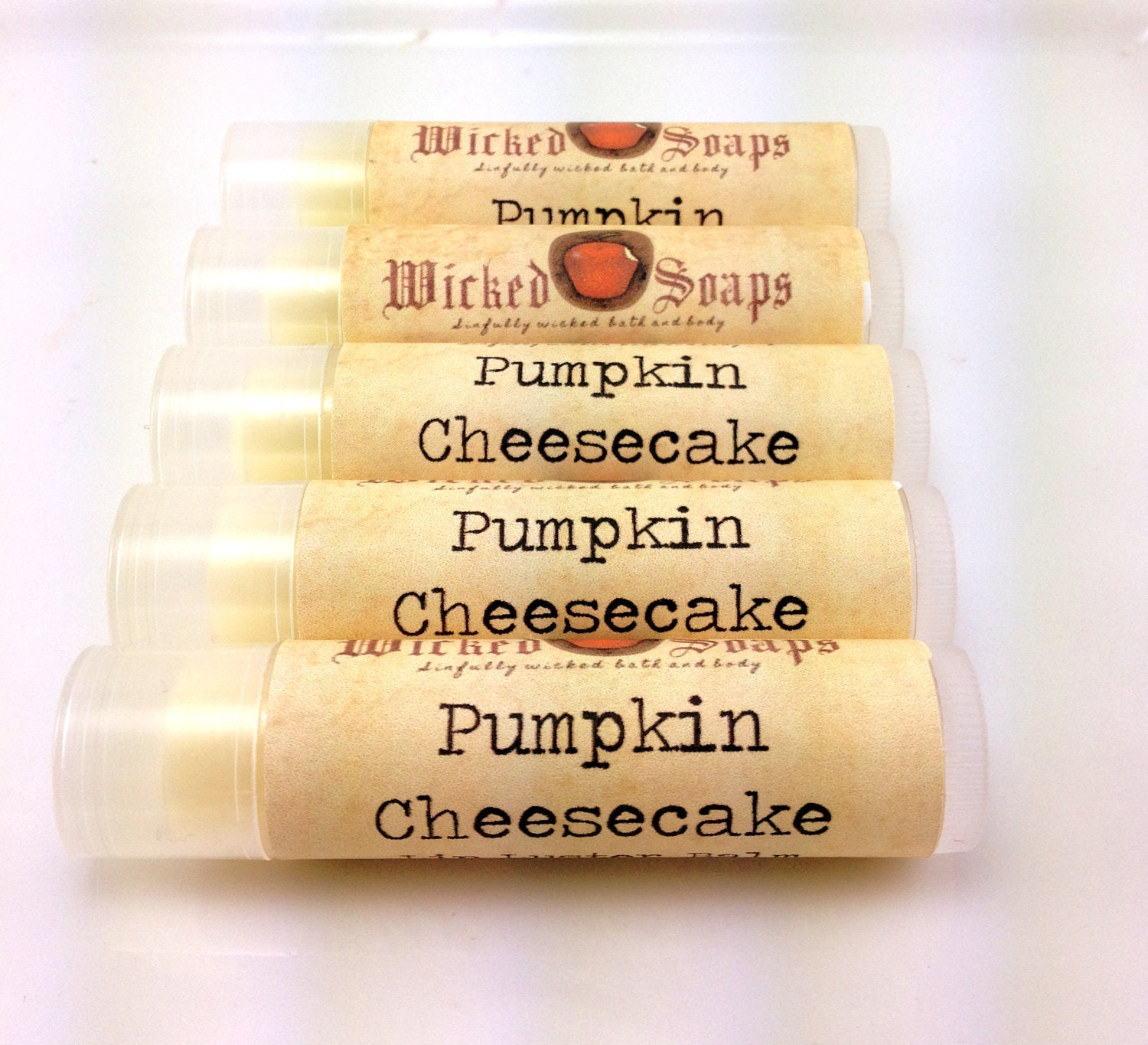 Lip Balm - Pumpkin Cheesecake Lip Balm - Cocoa Butter Beeswax Lip Balm by WickedSoaps - WickedSoaps
