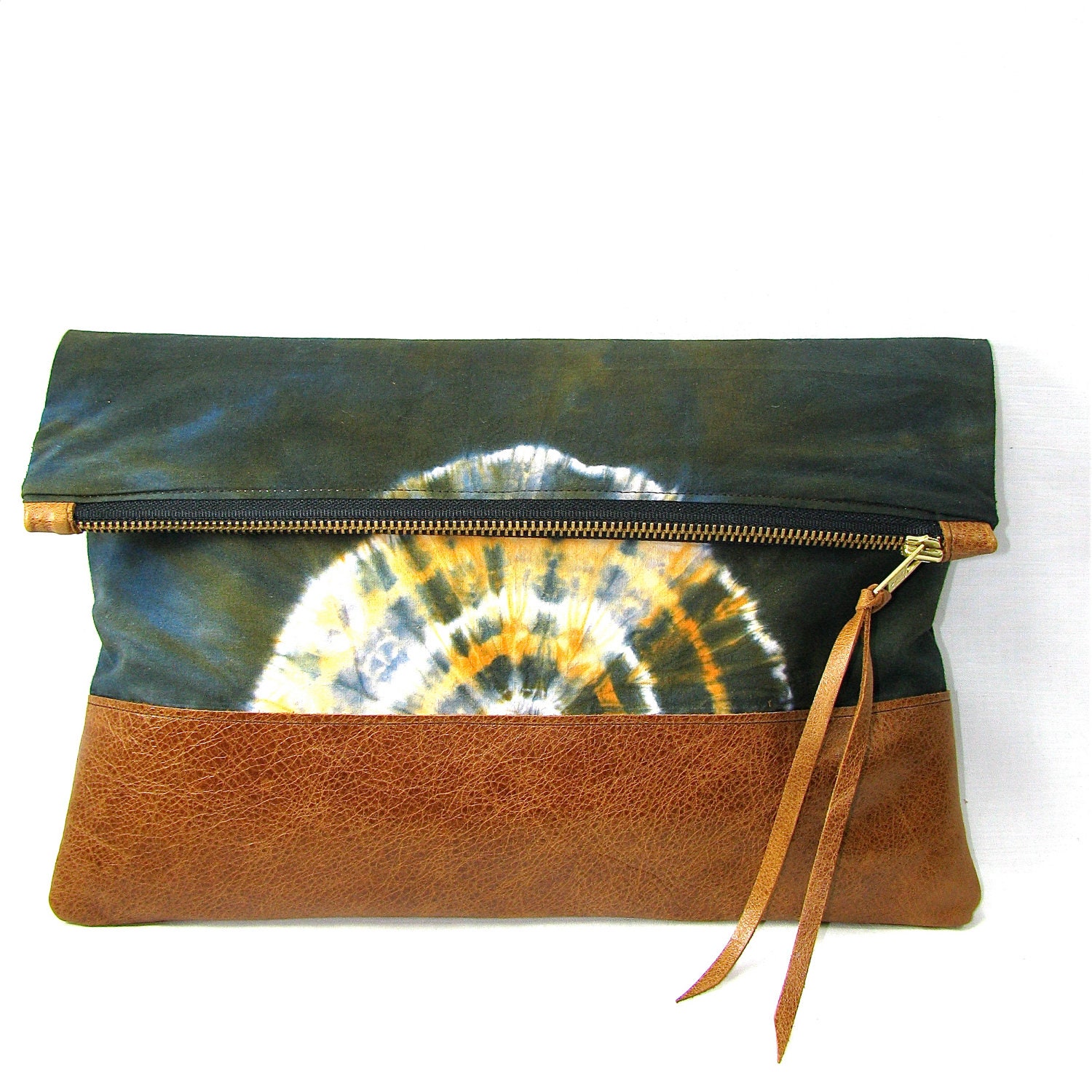 TIE DYE Large Starburst Clutch - Indigo & Creamsicle
