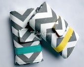 Chevron Grey Zig Zag and Aqua, Yellow or Any Other Accent Color Crochet Hook Organizer OR Black - Aqua - Pink - Navy Blue - Brown