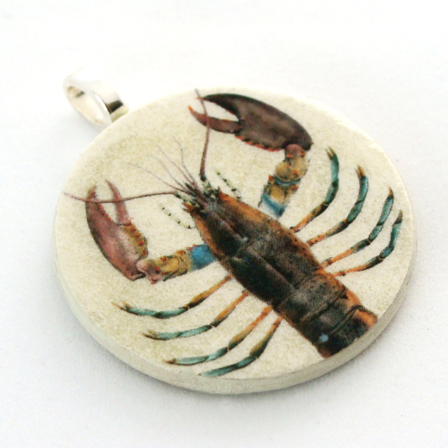 Pendant, Lobster, Handmade Decoupaged, FREE SHIPPING