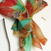 Hand dyed - hand painted silk scarf on ponge silk Feather180x45