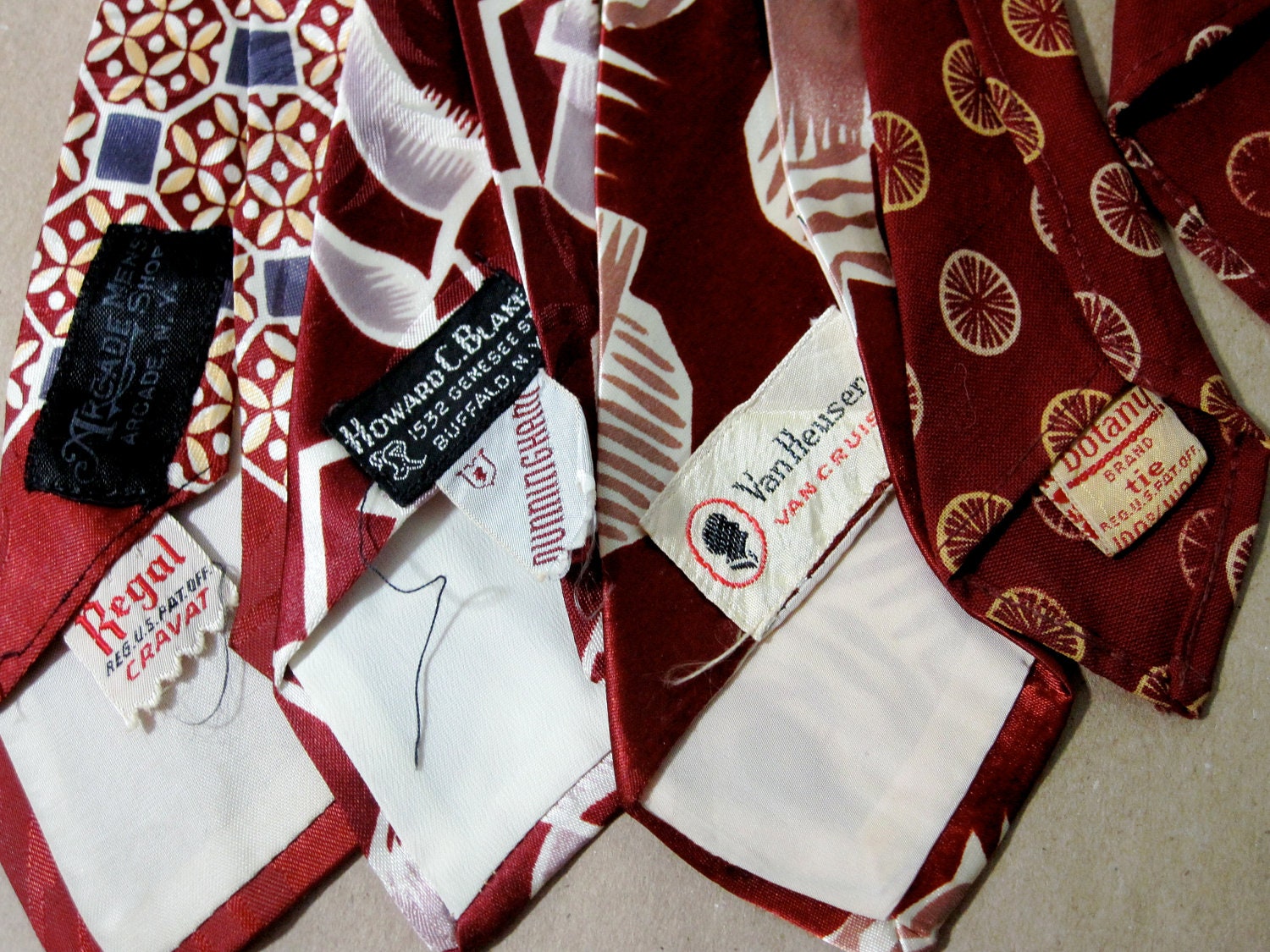 Four Fabulous Mid Century Maroon Neckties