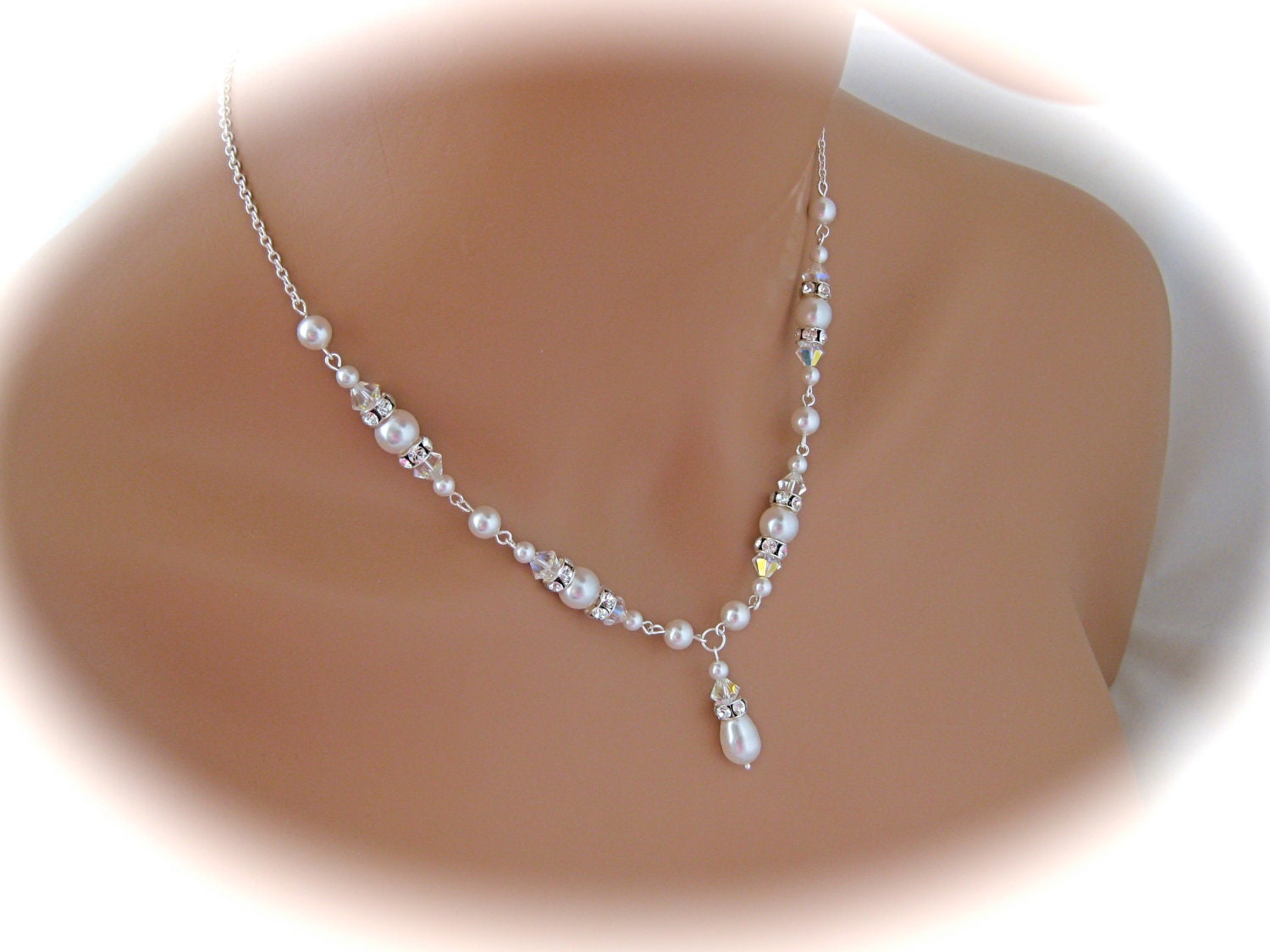 Wedding jewelry set bridal necklace by Clairesparklesbridal