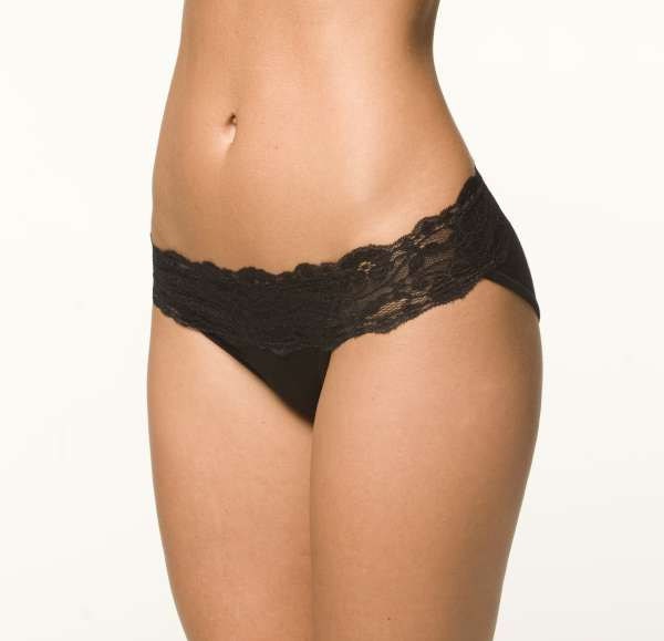 Black Lingerie- Lace Trim Panty- Large