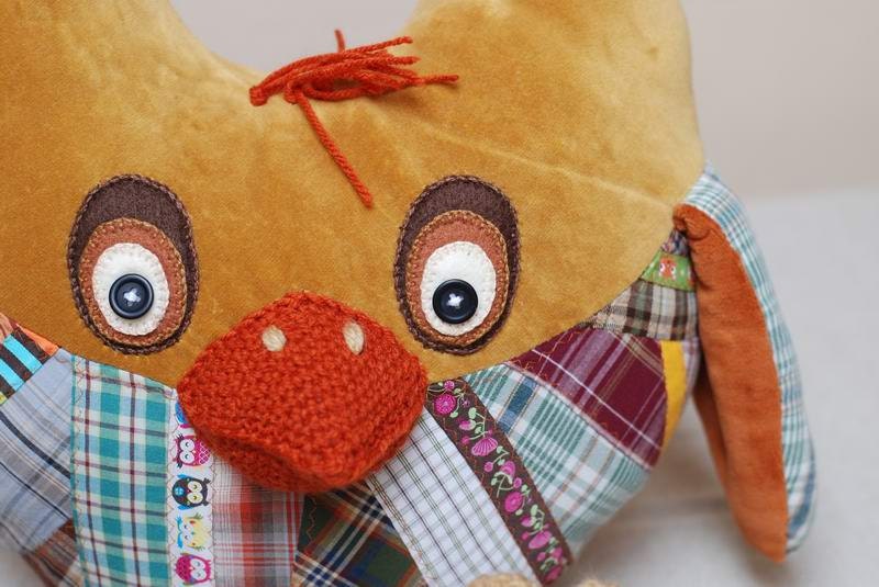 patchwork owl - bird - ooak