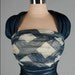 Vintage 1950s Dress . Blue . Ivory . Organza . Halter . Full Skirt . S/M . 2061