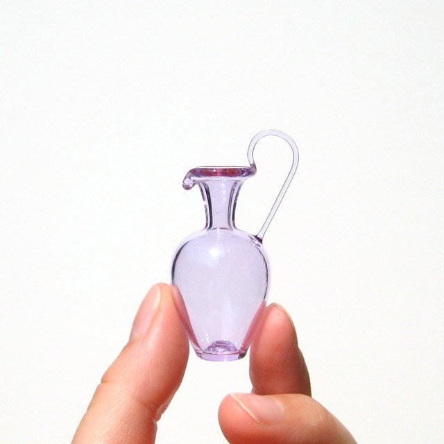 Miniature Pitcher in Purple, Hand Blown Glass