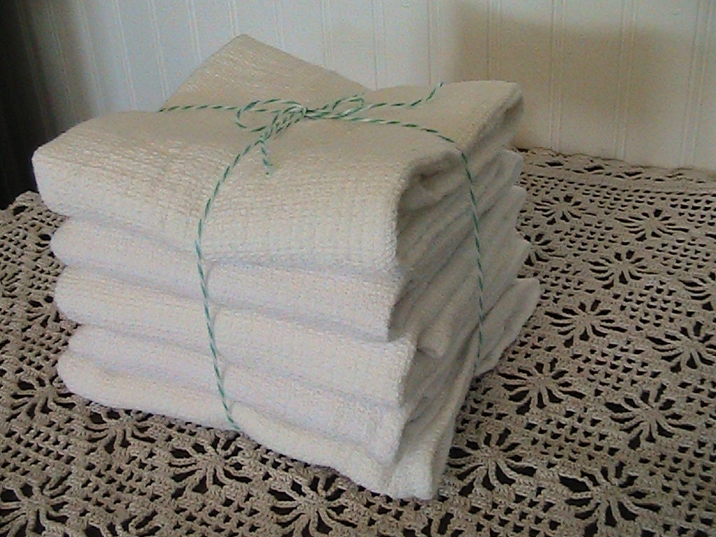 Woven Cotton Towels - Set of 5  - kitchen towels - eco - reusable - absorbent - napkins - canning - preserving