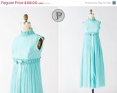 SALE....two day sale // 1960s dress xs small / 60s empire waist maxi dress blue : Sugar