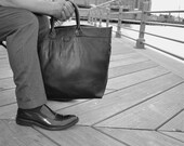 BLEECKER,black Leather Tote Bag