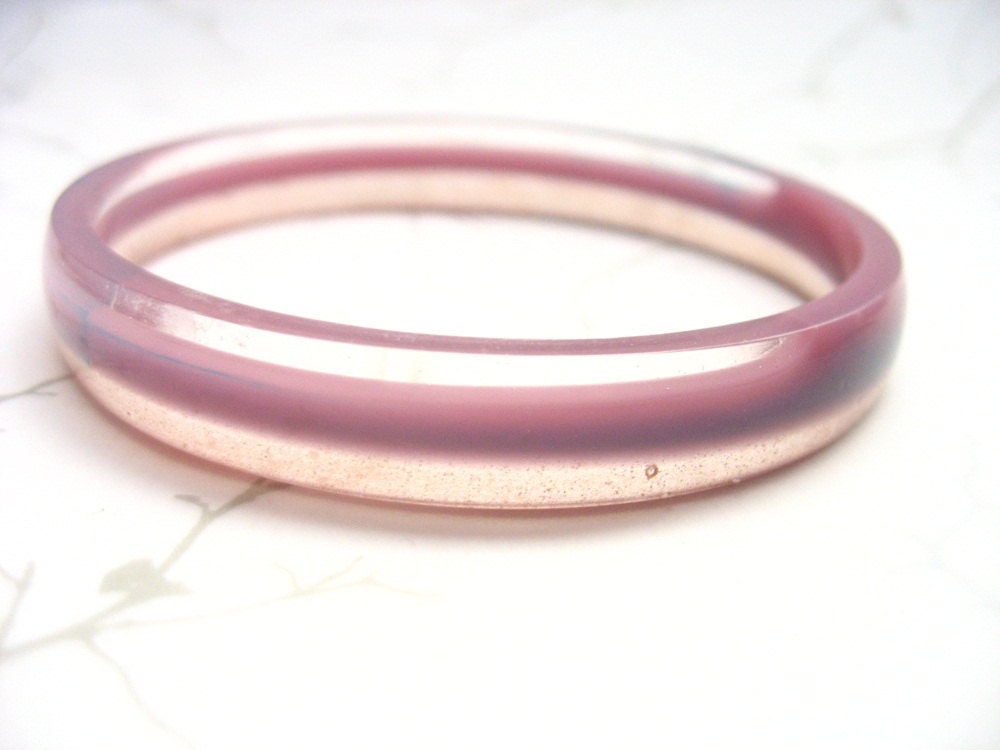 Rose smoke resin bangle bracelet , violet , magenta , blue streaks and clear strata resin bangle bracelet jewelry , handmade