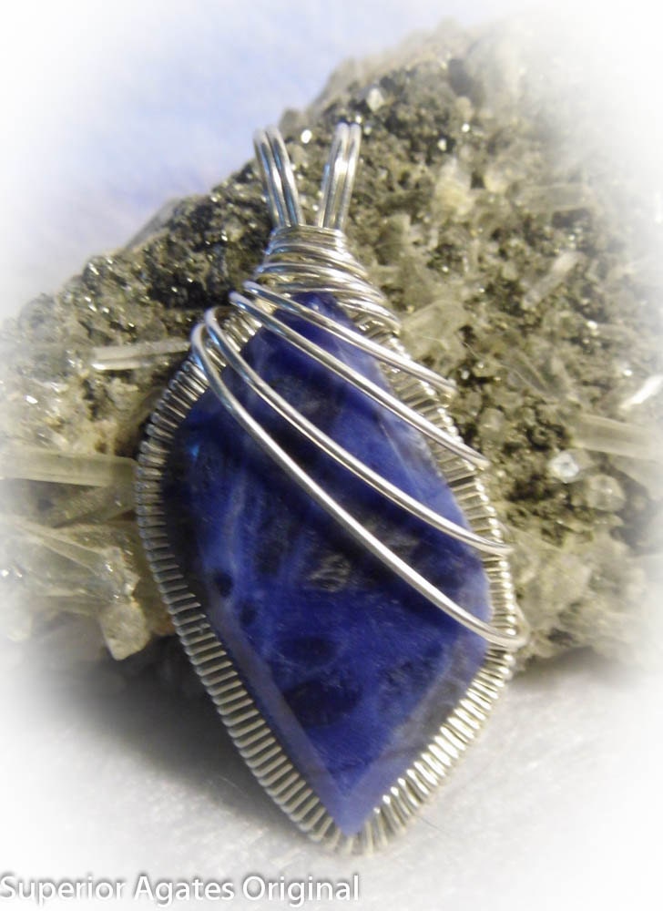 Sodalite Gem Stone Wire Wrapped Pendant