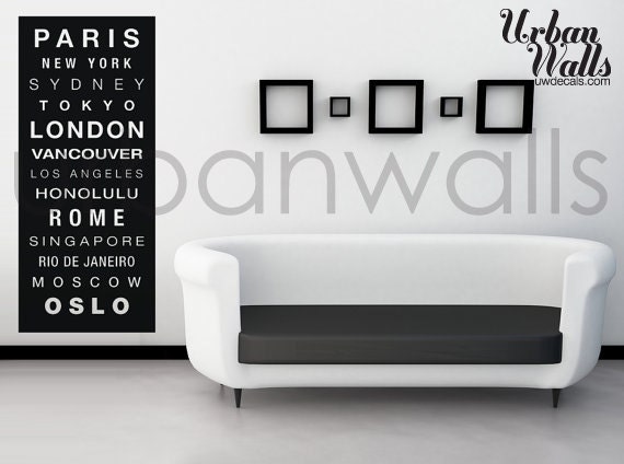 Vinyl Wall Sticker Decal, City Subway Sign