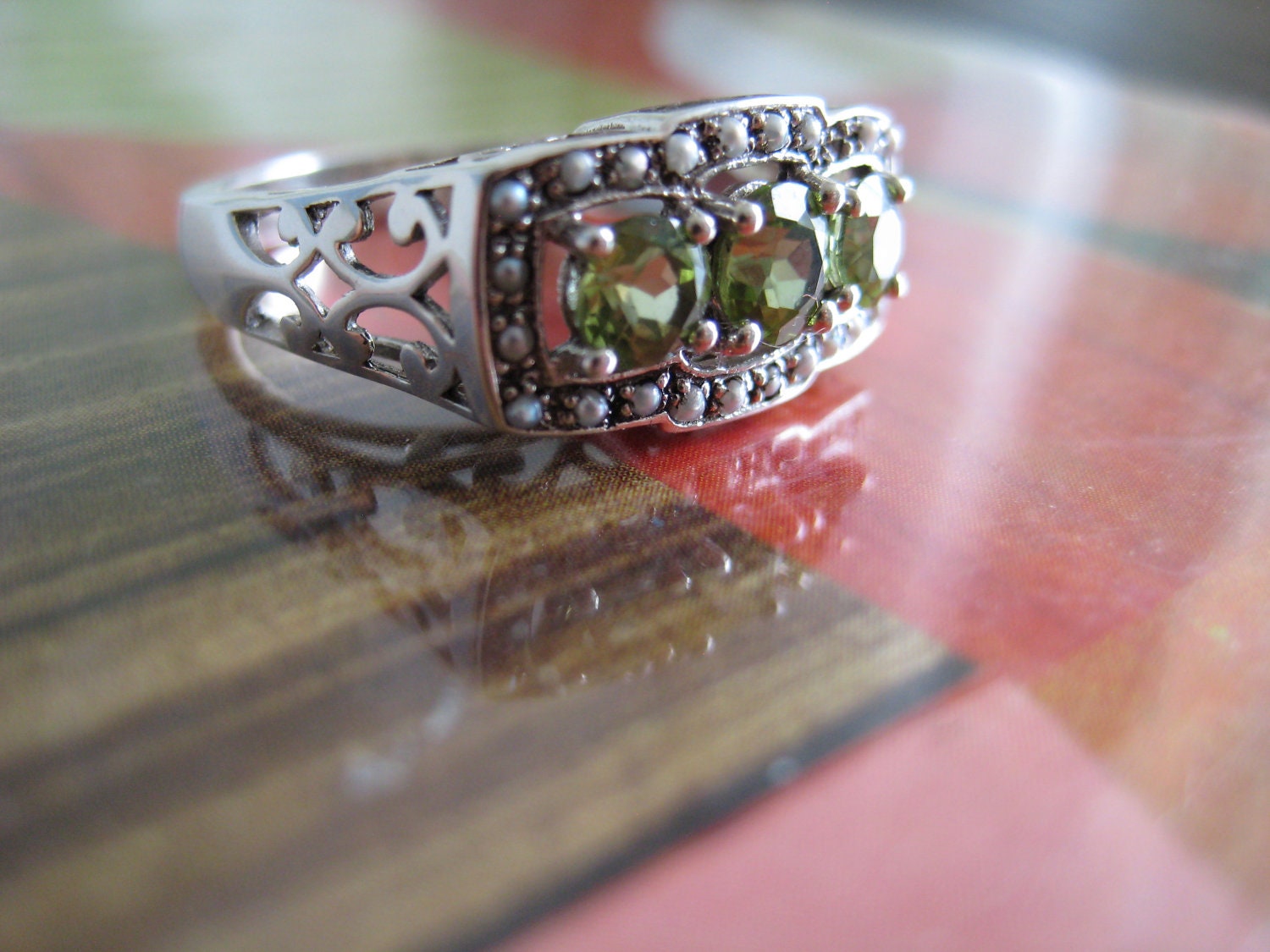 Peridot and Pearl Ring