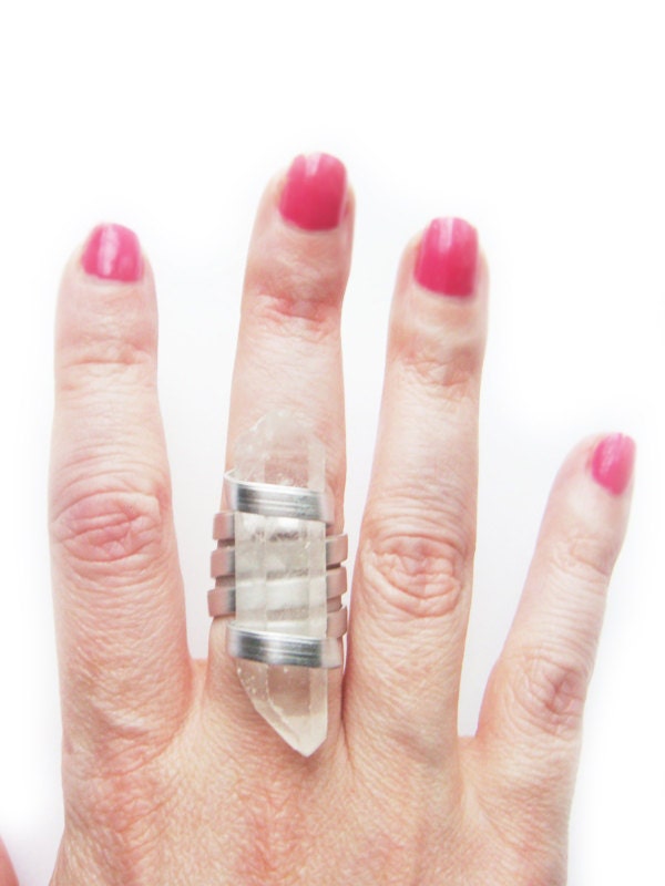 Natural Clear Quartz Crystal Ring