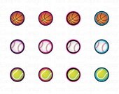 Sports Balls Digital Image Sheet for 1 Inch Bottlecaps Personal and Commercial Use