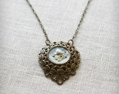Ribbons Surround Them- hand embroidered necklace, floral, flowers, spring