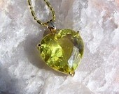 Yellow Sapphire Solitaire Heart Pendant - Vintage