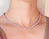 Lavender and green almonds - short beaded necklace - made to order