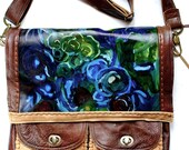 Painted Leather Messenger Bag in Blue