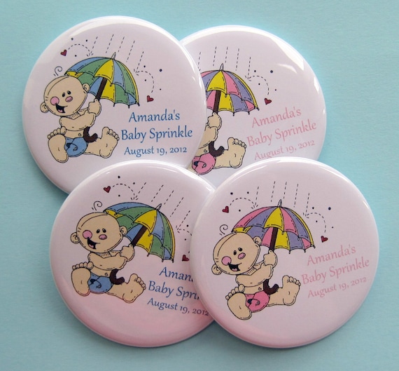 Baby Sprinkle Favors - Personalized 2.25 Inch Button Magnets - 20 Magnets